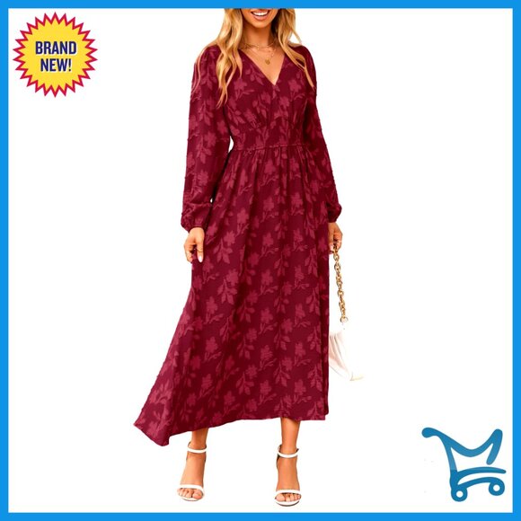 Boho Floral Maxi Dress Long Sleeve Empire Waist V Neck Formal Wedding Guest Boho Floral Maxi Dress Long Sleeve Empire Waist V Neck Formal Wedding Guest